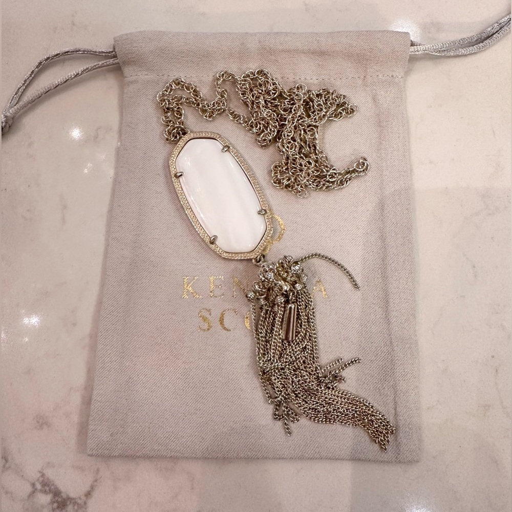 Gold and mother of pearl Kendra Scott Rayne necklace